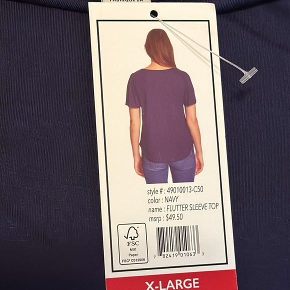 NINE WEST Flutter Sleeve Top. Size XL - Picture 8 of 13